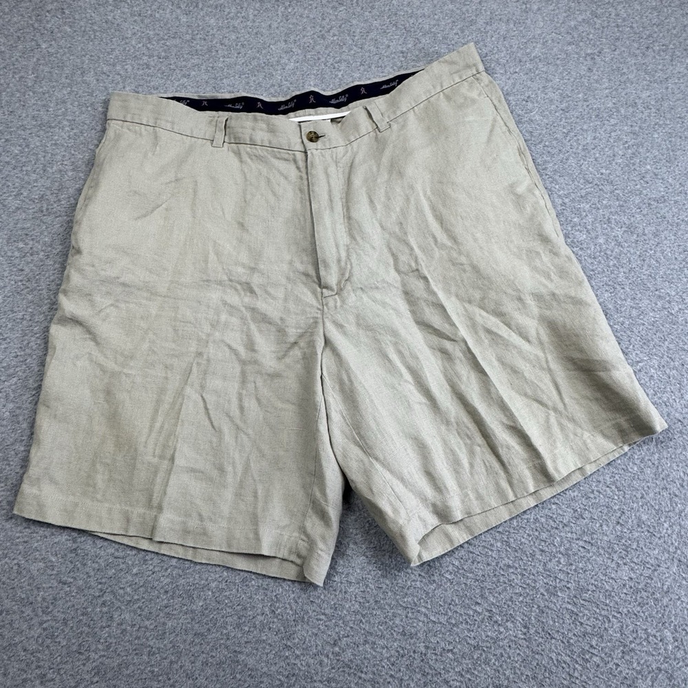 Allen Solly 100% Linen Bermuda Shorts‎ Beige Men's 42x9 Casual Vacation Beach